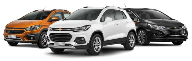 a group of three modern cars, an orange hatchback, a white crossover, and a black sedan, on a clean white background, photorealistic studio shot